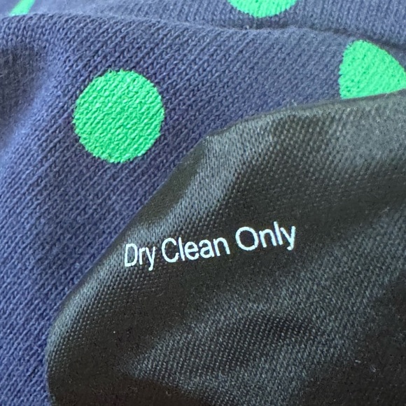 J Peterman Dress Sz 10 Faux Wrap Zip Back Ruching Blue Polka Dots V Neck Party - Picture 8 of 8